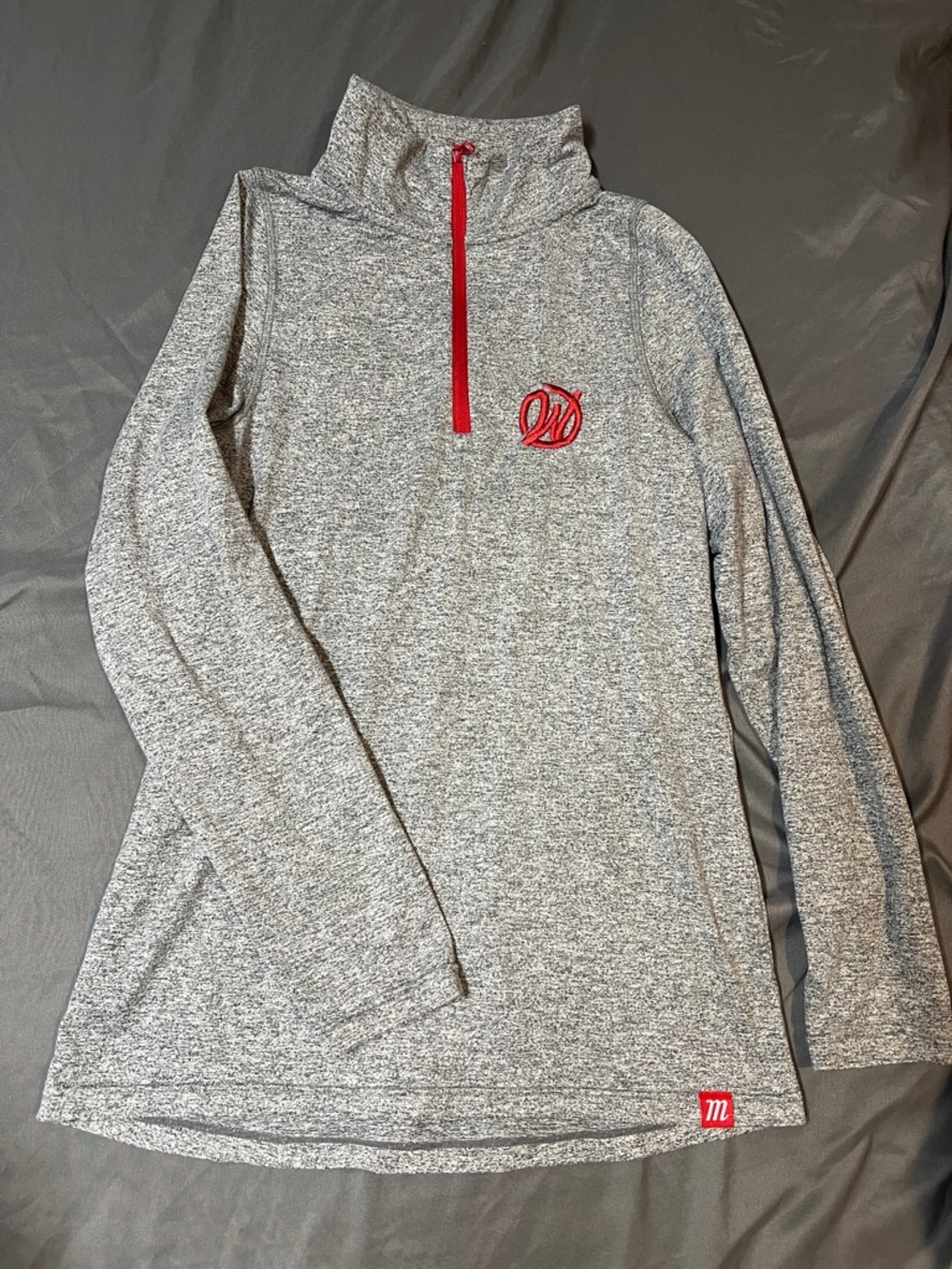 Heather Gray Marruci Quarter-Zip Pullover with Red Accents